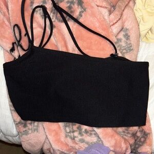 Edikted black one shoulder crop top
